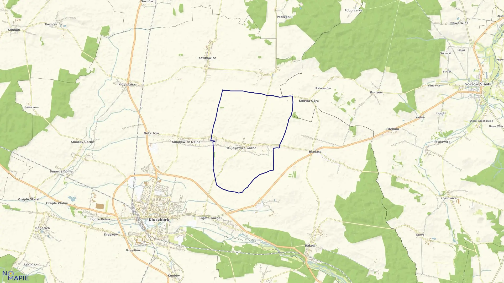 Mapa obrębu KUJAKOWICE GÓRNE w gminie Kluczbork